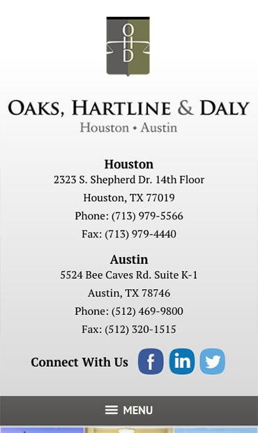 Responsive Mobile Attorney Website for Oaks, Hartline & Daly, LLP