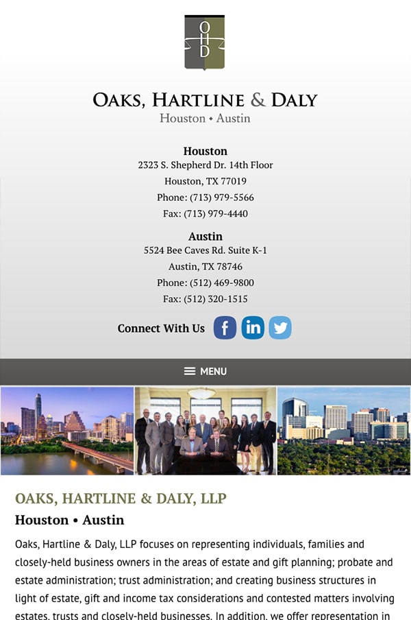 Mobile Friendly Law Firm Webiste for Oaks, Hartline & Daly, LLP