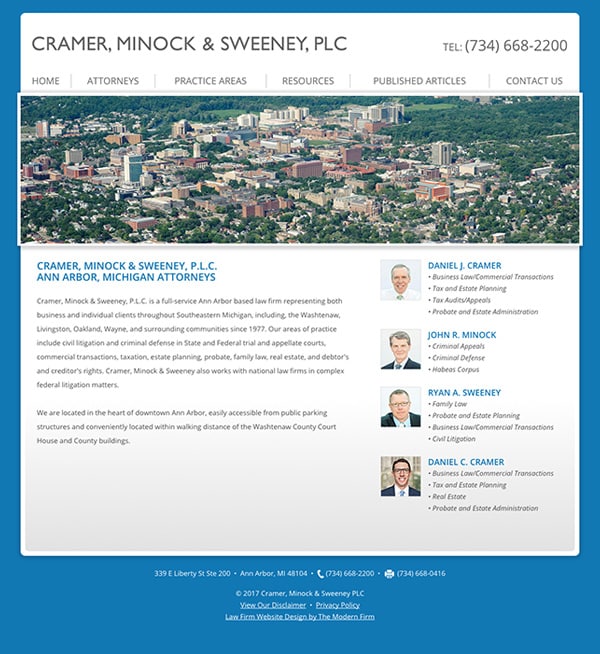 Law Firm Website Design for Cramer, Minock & Sweeney PLC