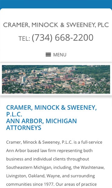 Responsive Mobile Attorney Website for Cramer, Minock & Sweeney PLC