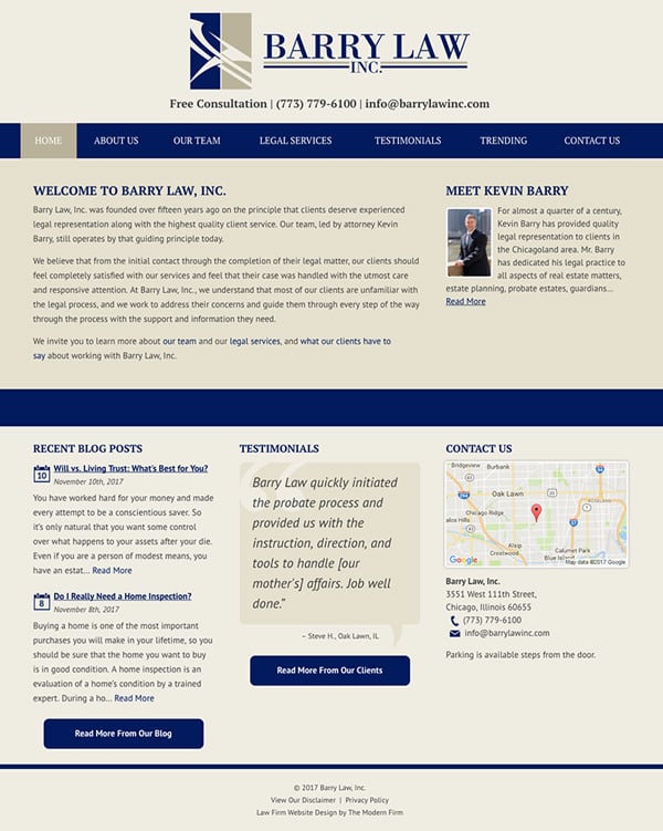 Law Firm Website Design for Barry Law, Inc.