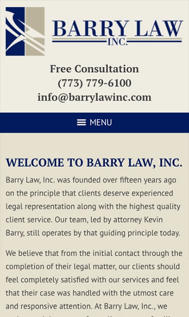 Responsive Mobile Attorney Website for Barry Law, Inc.