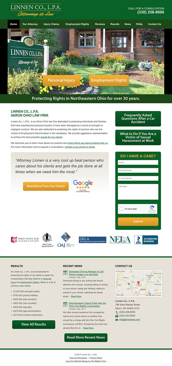 Law Firm Website Design for Linnen Co., L.P.A.