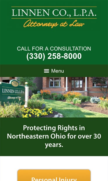 Responsive Mobile Attorney Website for Linnen Co., L.P.A.