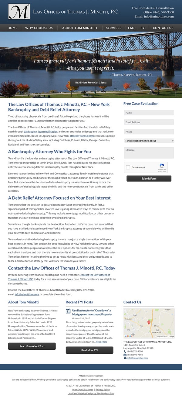 Law Firm Website Design for The Law Offices of Thomas J. Minotti, P.C.