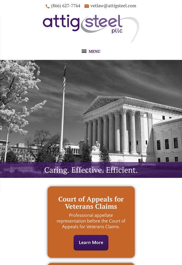 Mobile Friendly Law Firm Webiste for Attig Curran Steel, PLLC