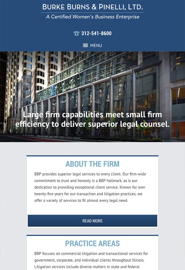 Mobile Friendly Law Firm Webiste for Burke Burns & Pinelli, Ltd