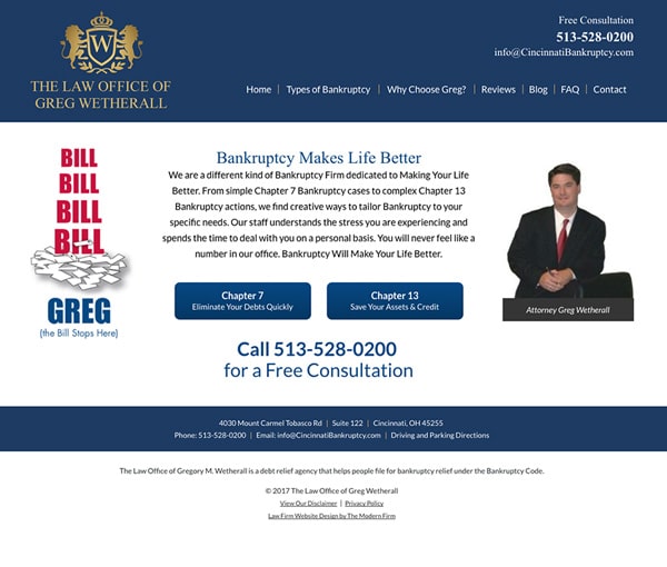 Law Firm Website Design for The Law Office of Greg Wetherall