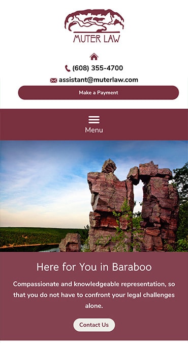 Responsive Mobile Attorney Website for Muter Law Office LLC