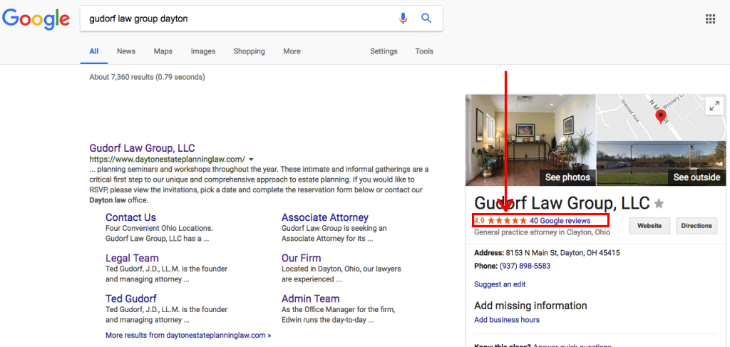 Sample Local Business Result in Google