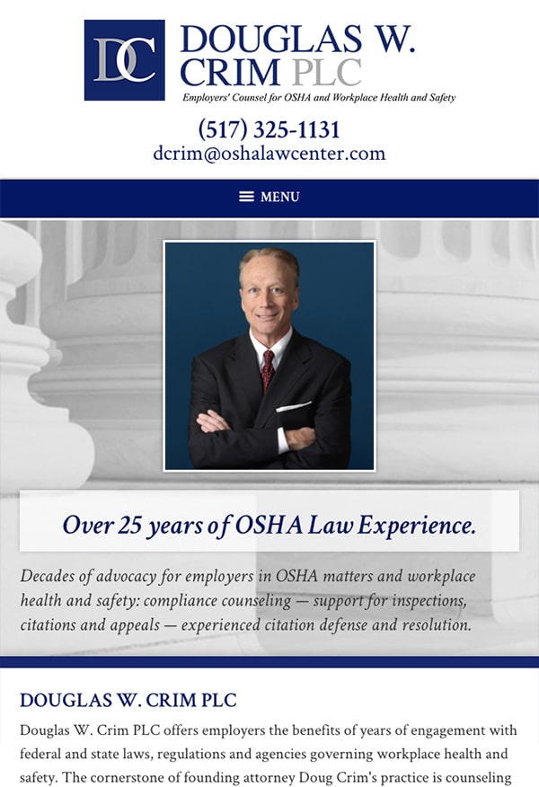 Mobile Friendly Law Firm Webiste for Douglas W. Crim PLC