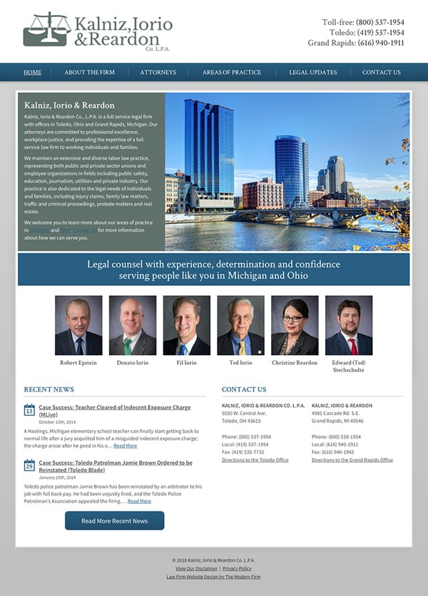 Law Firm Website Design for Kalniz, Iorio & Reardon Co. L.P.A.