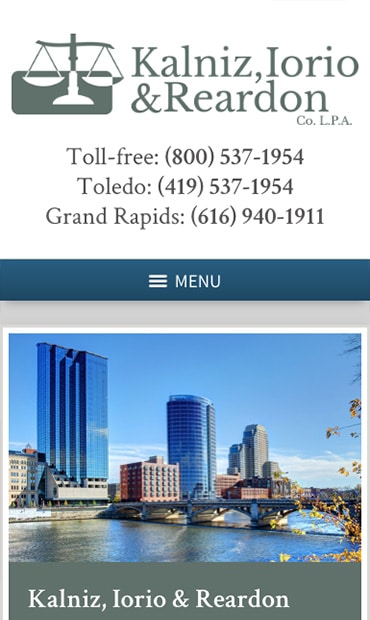 Responsive Mobile Attorney Website for Kalniz, Iorio & Reardon Co. L.P.A.