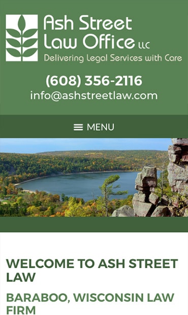 Responsive Mobile Attorney Website for Ash Street Law Office LLC