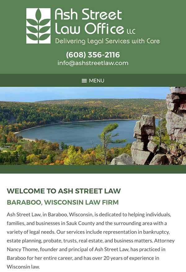 Mobile Friendly Law Firm Webiste for Ash Street Law Office LLC