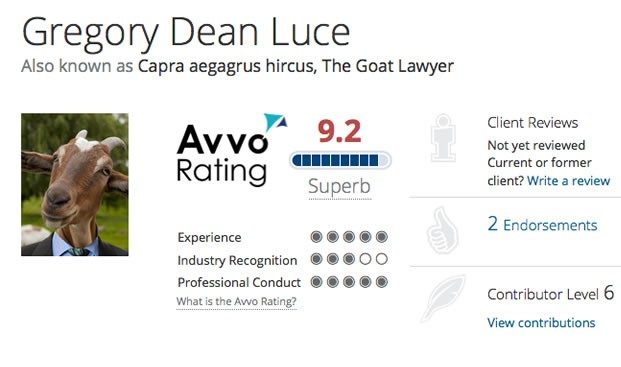 Goat Lawyer on Avvo