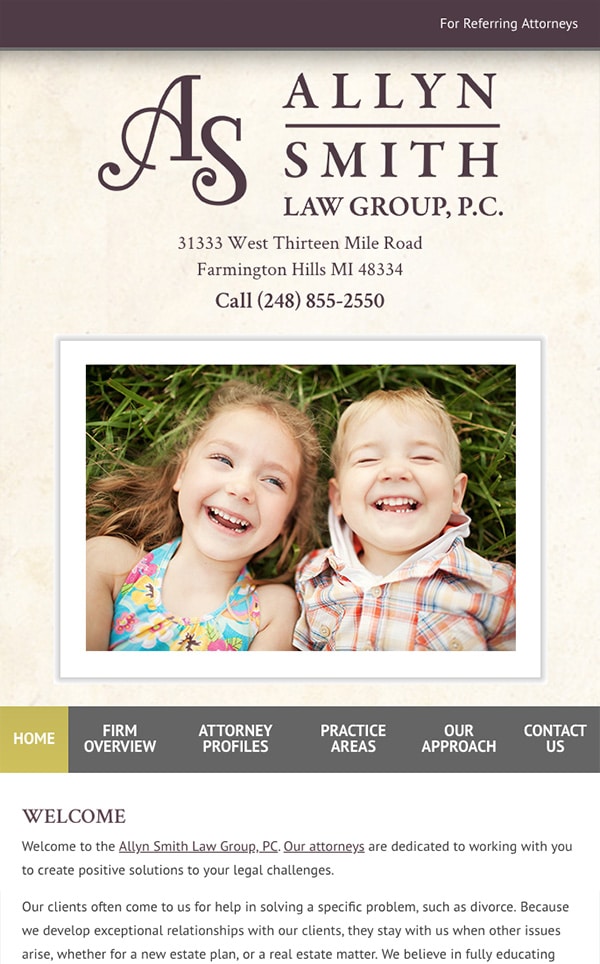 Mobile Friendly Law Firm Webiste for Allyn Smith Law Group, PC