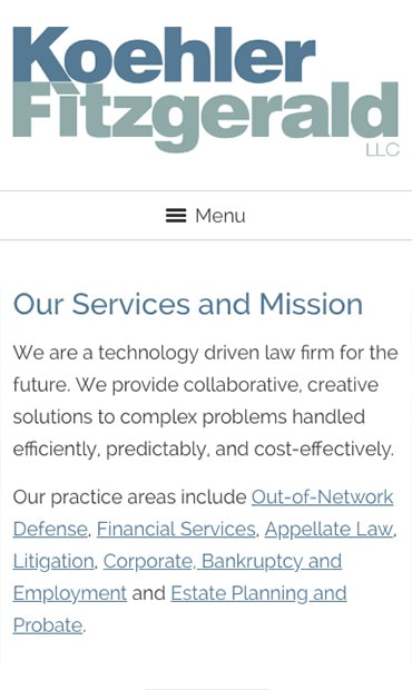 Responsive Mobile Attorney Website for Koehler Fitzgerald LLC