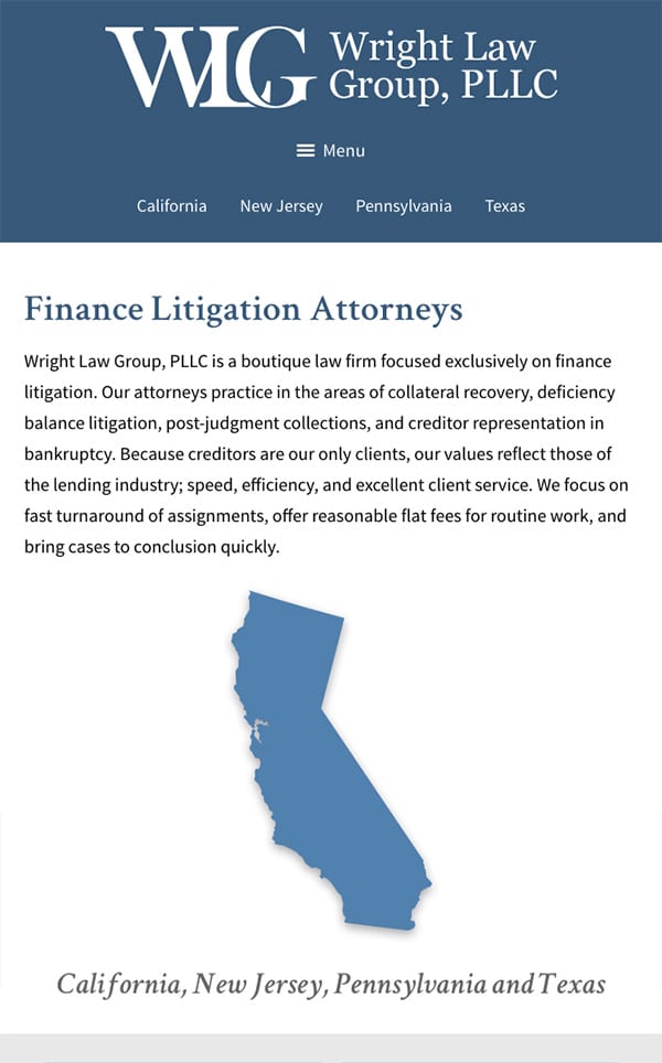 Mobile Friendly Law Firm Webiste for Wright Law Group, PLLC