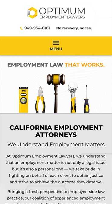 Responsive Mobile Attorney Website for Optimum Employment Lawyers