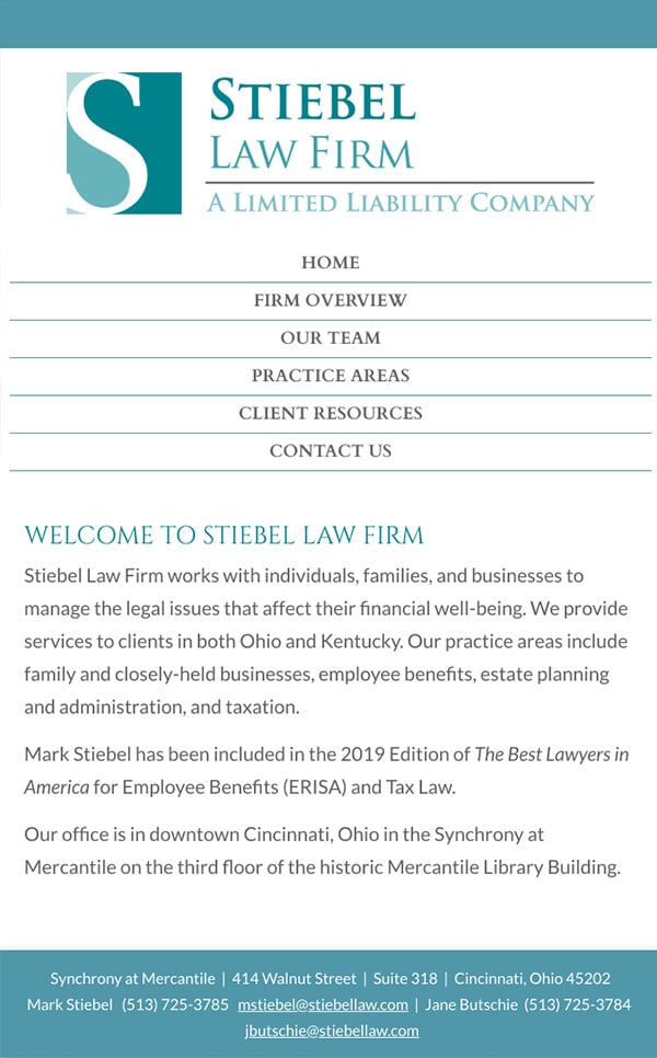 Mobile Friendly Law Firm Webiste for Stiebel Law Firm