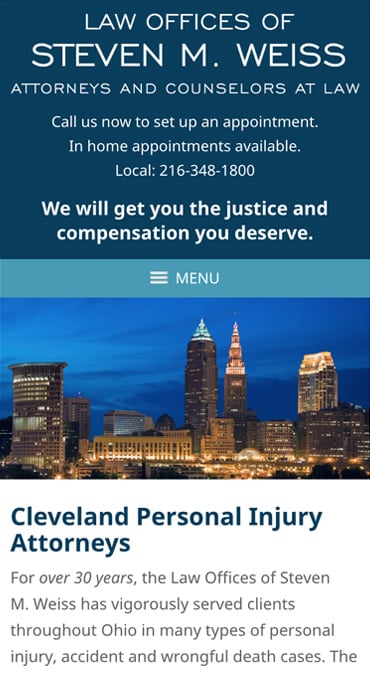 Responsive Mobile Attorney Website for Law Offices of Steven M. Weiss