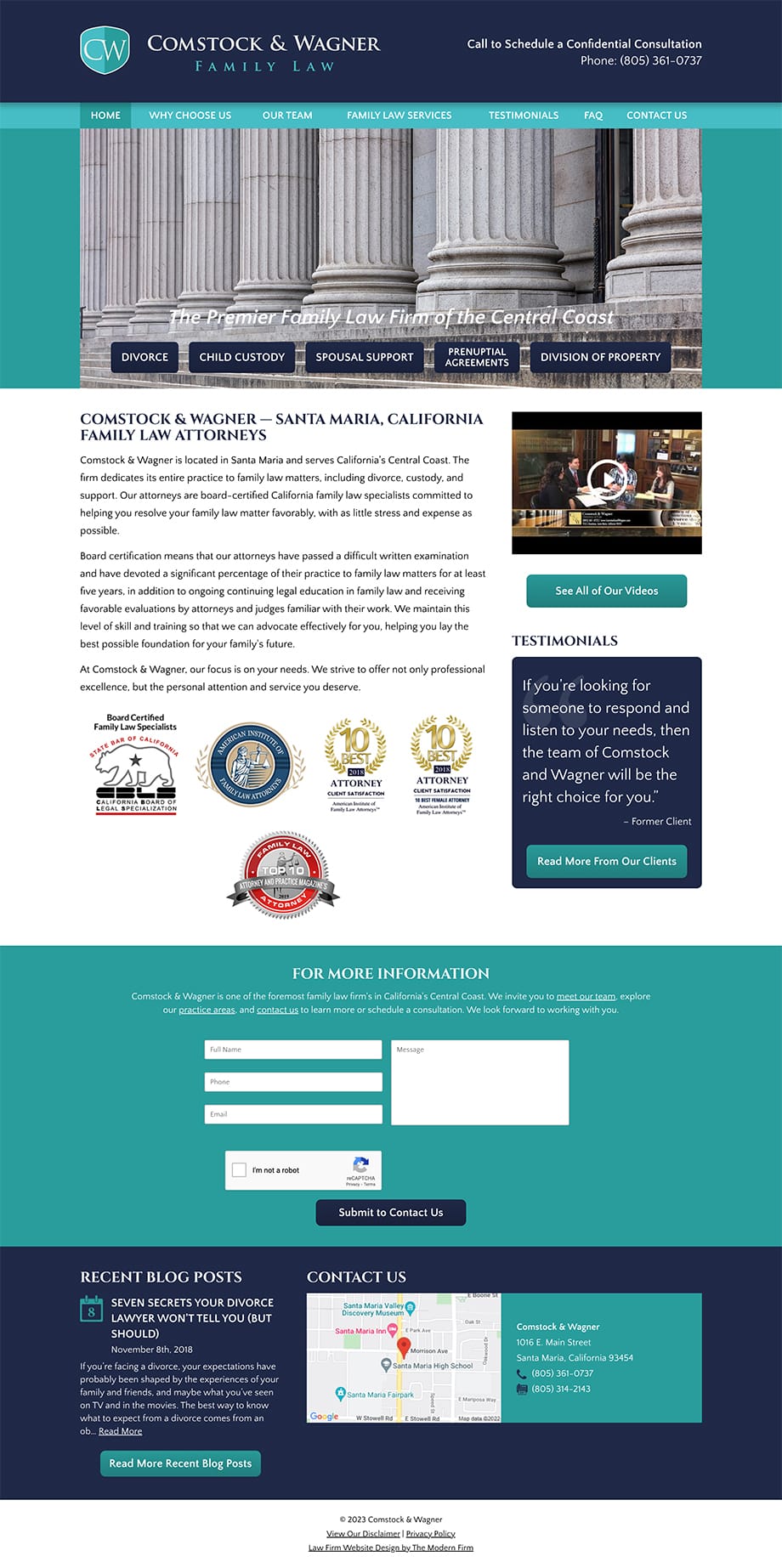 Law Firm Website Design for Comstock & Wagner