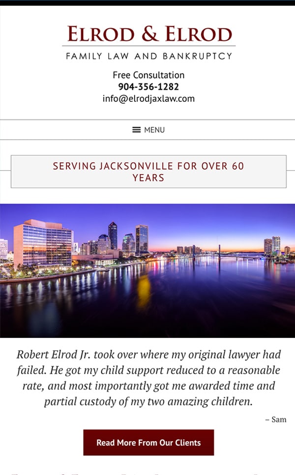 Mobile Friendly Law Firm Webiste for Elrod & Elrod, P.A.