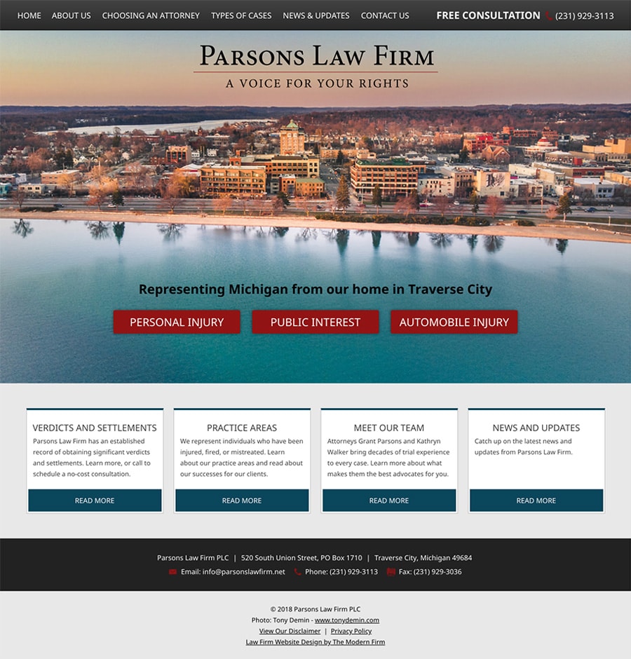 Law Firm Website Design for Parsons Law Firm PLC