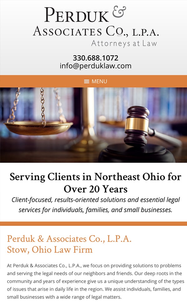 Mobile Friendly Law Firm Webiste for Perduk & Associates Co., L.P.A.