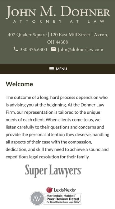 Responsive Mobile Attorney Website for John M. Dohner