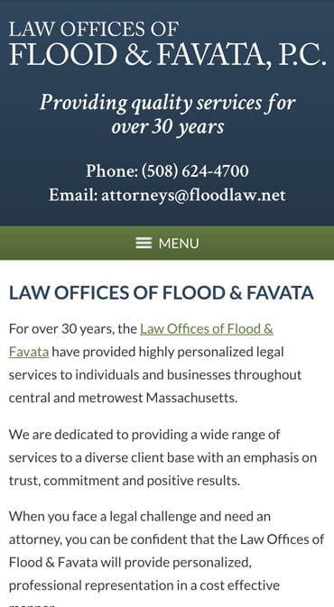 Responsive Mobile Attorney Website for Law Offices of Flood & Favata