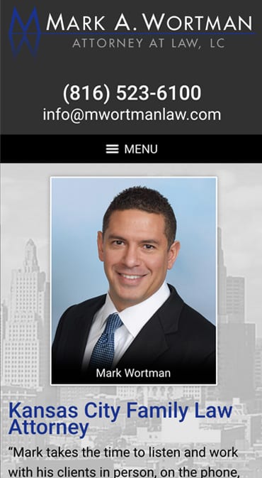 Responsive Mobile Attorney Website for Mark A. Wortman, Attorney at Law, LC