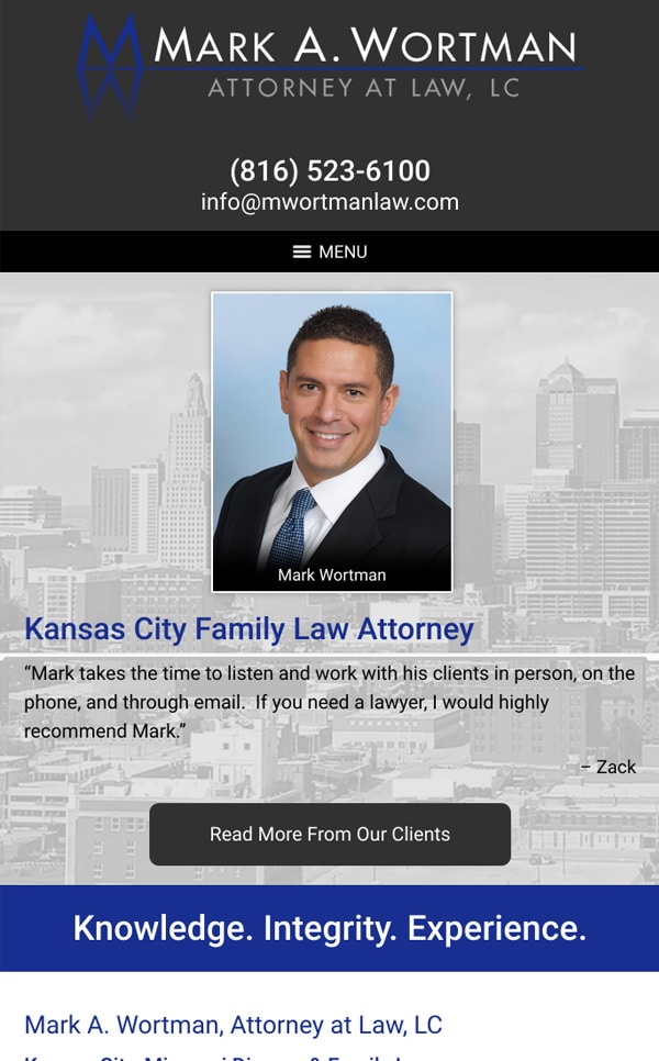 Mobile Friendly Law Firm Webiste for Mark A. Wortman, Attorney at Law, LC