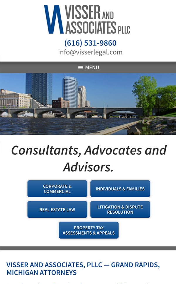 Mobile Friendly Law Firm Webiste for Visser and Associates, PLLC