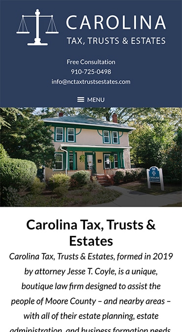 Responsive Mobile Attorney Website for Carolina Tax, Trusts & Estates