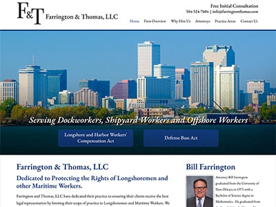 Law Firm Website design for Farrington & Thomas, LLC.