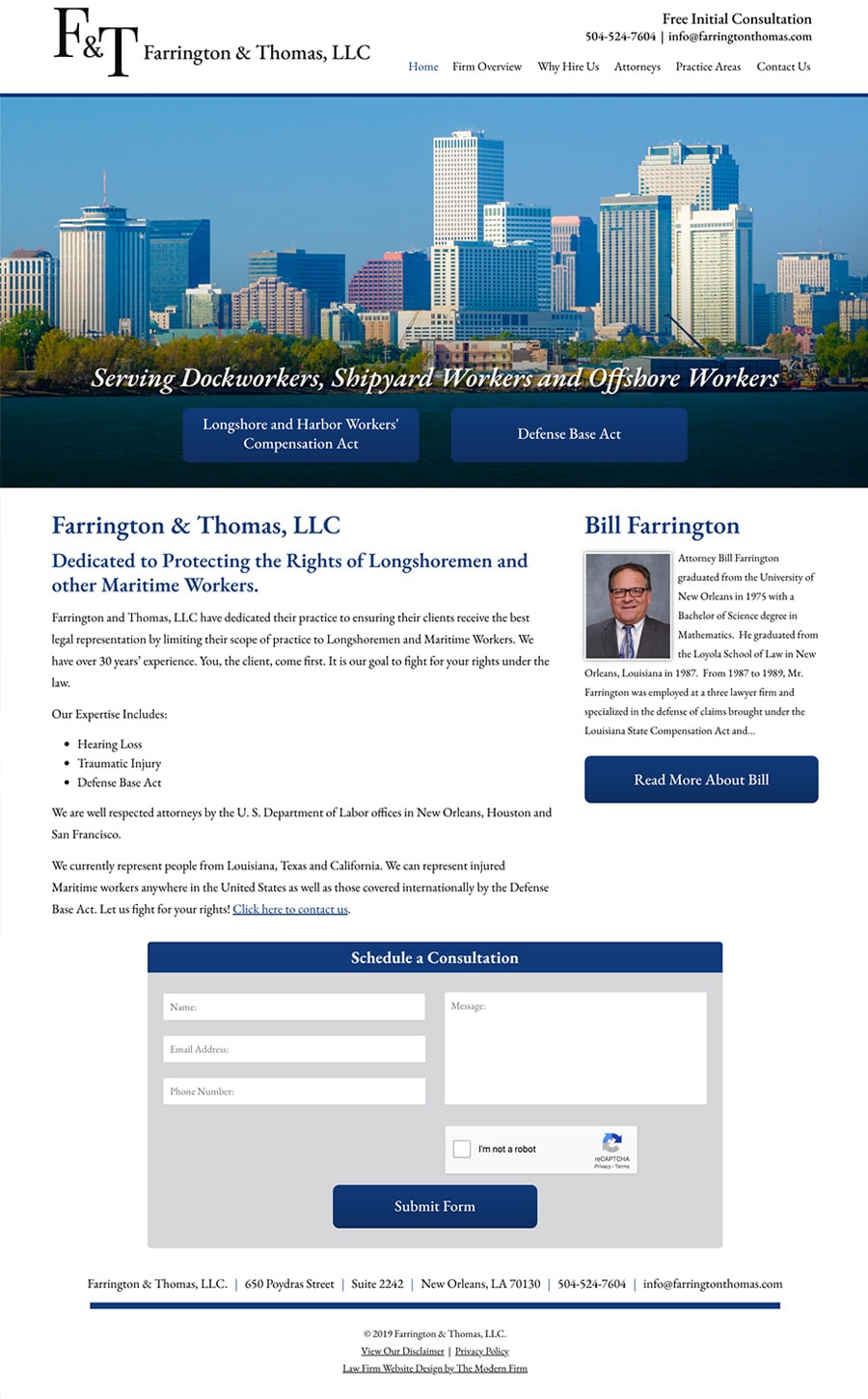 Law Firm Website Design for Farrington & Thomas, LLC.