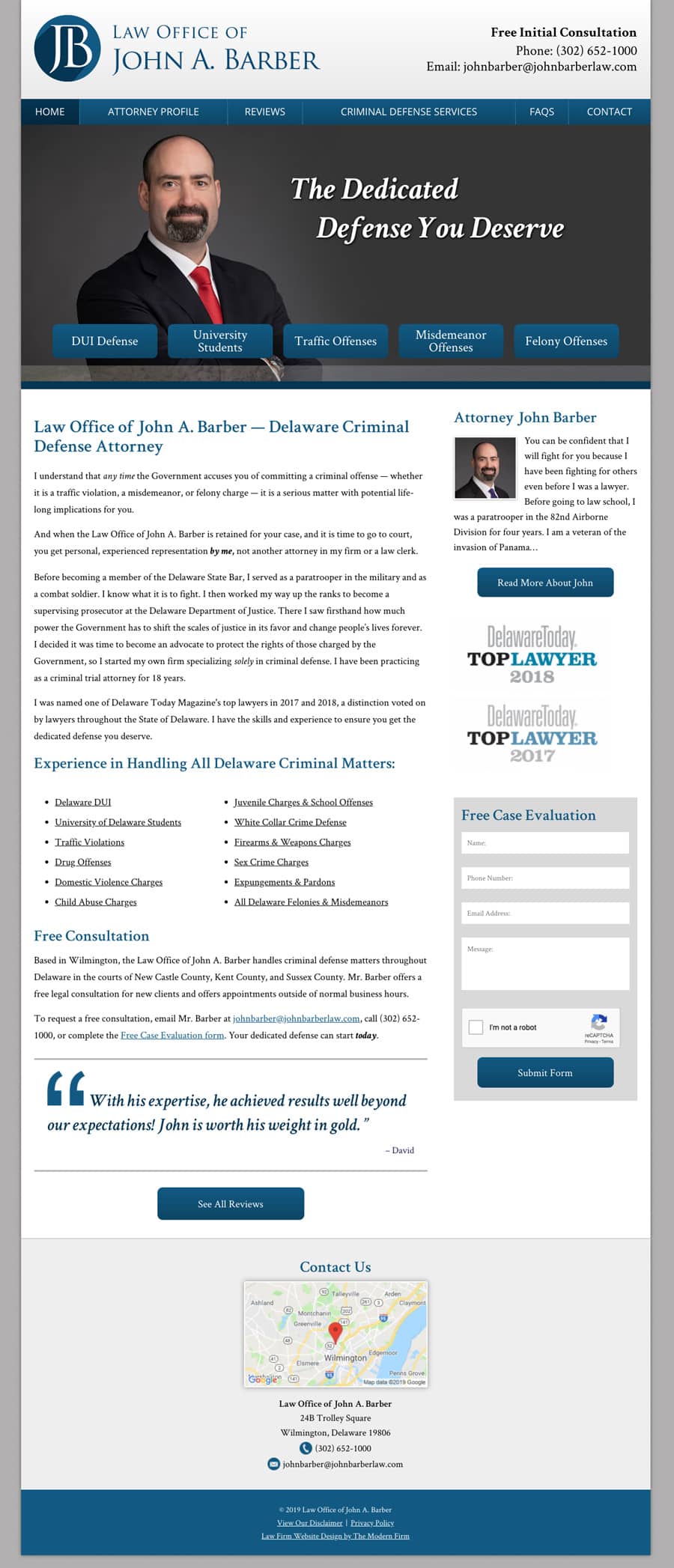 Law Firm Website Design for Law Office of John A. Barber