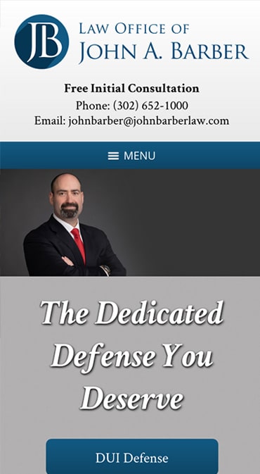 Responsive Mobile Attorney Website for Law Office of John A. Barber