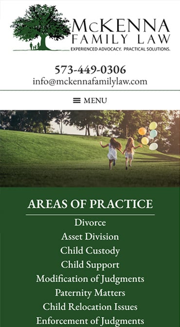 Responsive Mobile Attorney Website for McKenna Family Law, LLC