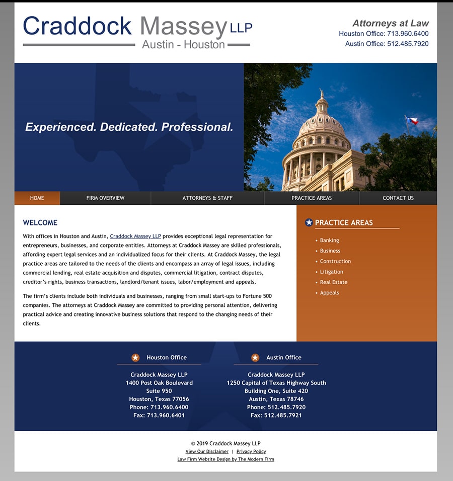 Law Firm Website Design for Craddock Massey LLP