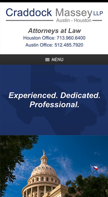 Responsive Mobile Attorney Website for Craddock Massey LLP