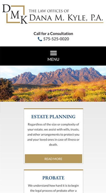 Responsive Mobile Attorney Website for The Law Offices of Dana M. Kyle, P.A.