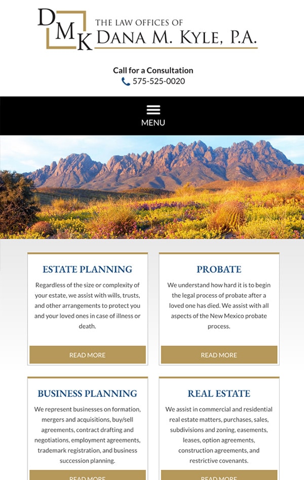 Mobile Friendly Law Firm Webiste for The Law Offices of Dana M. Kyle, P.A.