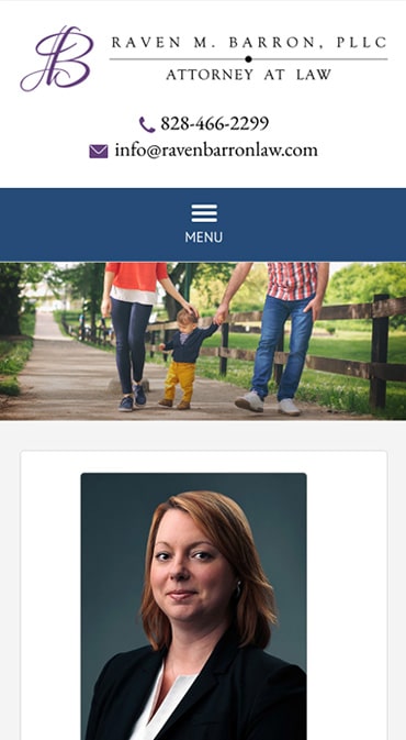 Responsive Mobile Attorney Website for Raven M. Barron, PLLC