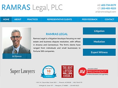 Law Firm Website design for Ramras Legal, PLC