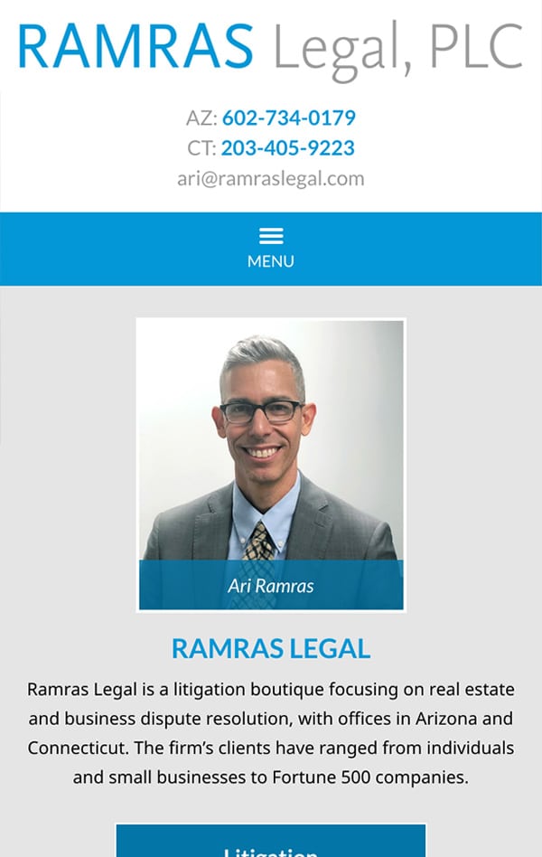 Mobile Friendly Law Firm Webiste for Ramras Legal, PLC