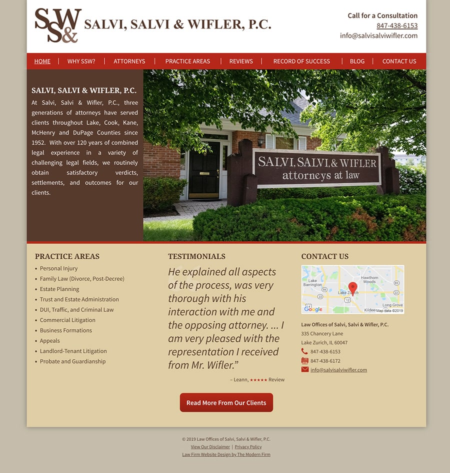 Law Firm Website Design for Law Offices of Salvi, Salvi & Wifler, P.C.