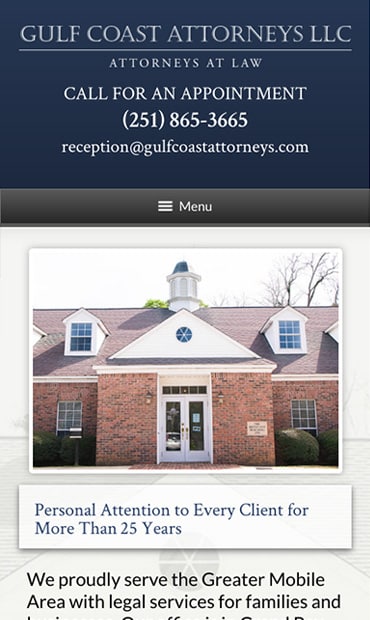 Responsive Mobile Attorney Website for Gulf Coast Attorneys LLC